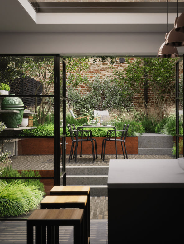 Plant collections for sunny spaces, Soto Green provides year round interest.